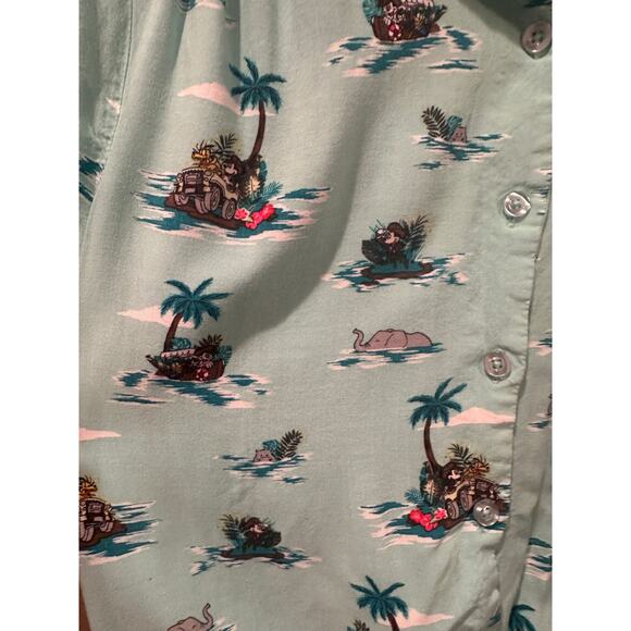 NWOT Disney Parks Our Universe Mickey Mouse Safari Tie-Front Woven Top S - Picture 2 of 3